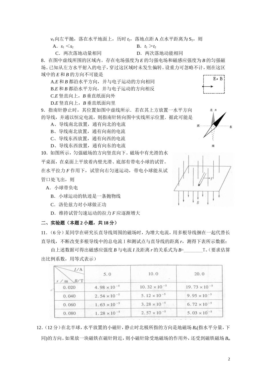 《磁场》单元测试题2_第2页