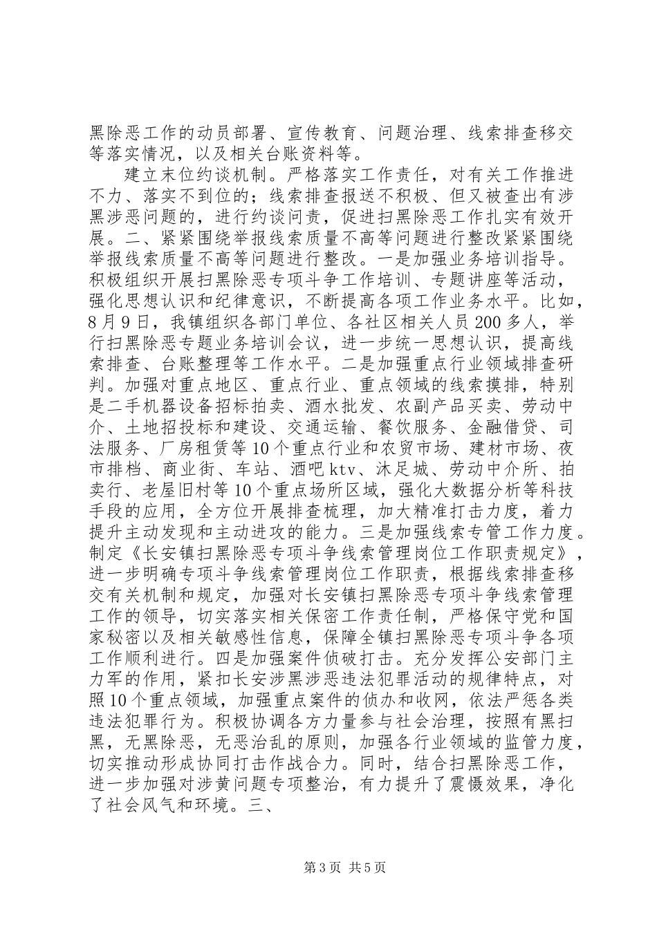 乡镇扫黑除恶督导反馈意见整改落实情况报告_第3页