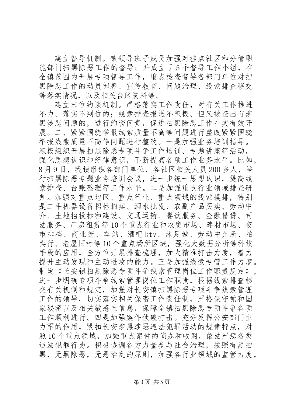 乡镇扫黑除恶督导反馈意见整改落实情况报告_1_第3页