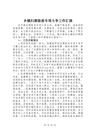 乡镇扫黑除恶专项斗争工作汇报