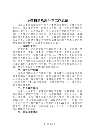 乡镇扫黑除恶半年工作总结