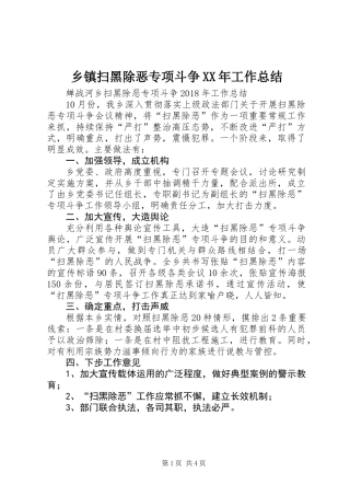 乡镇扫黑除恶专项斗争XX年工作总结