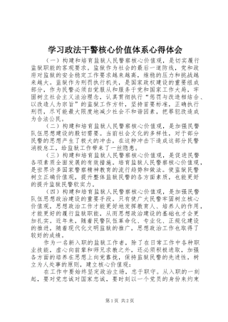 学习政法干警核心价值体系心得体会 