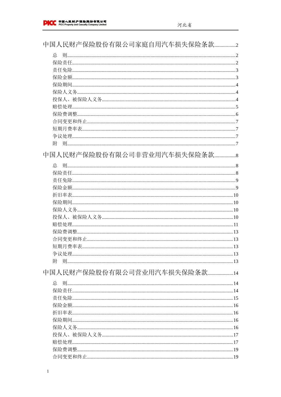 家庭自用汽车损失保险条款_第1页