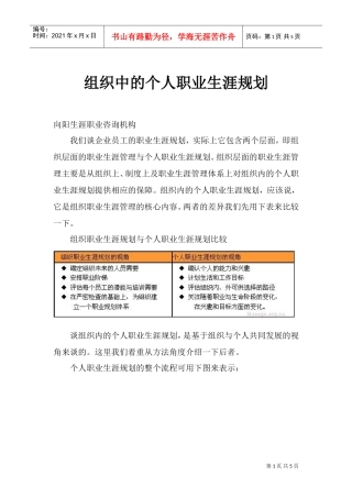 组织中的个人职业生涯规划