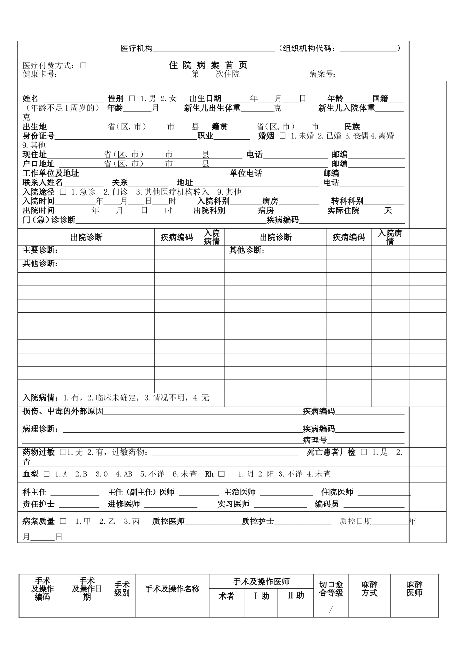 最新病案首页书写规范模板_第1页