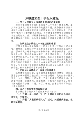 乡镇建立红十字组织意见
