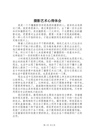 摄影艺术心得体会 