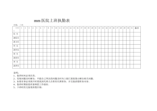 晓店医院上班执勤表