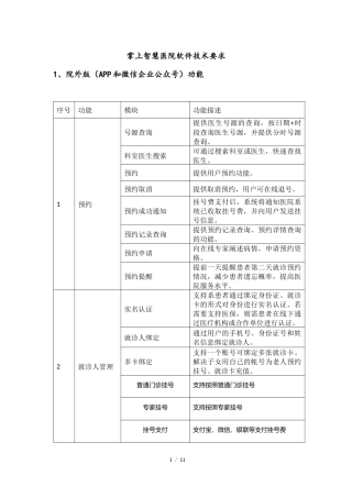 智慧医院功能列表docx