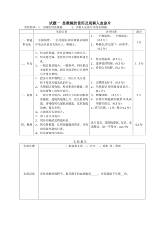 显微镜的使用及观察人血涂片