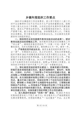 乡镇年度组织工作要点