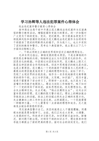 学习孙辉等人违法犯罪案件心得体会_1 