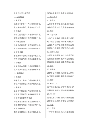 方剂学(中成药)第七版方歌