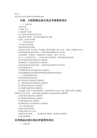 新药申报资料目录