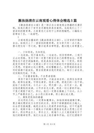 激浊扬清在云南观看心得体会精选5篇