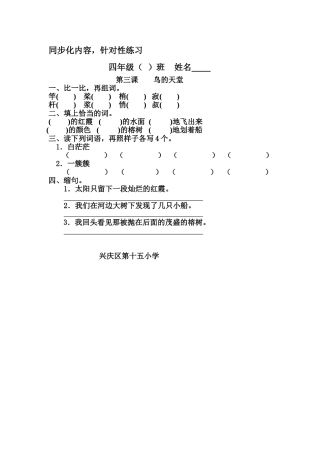 鸟的天堂优化作业