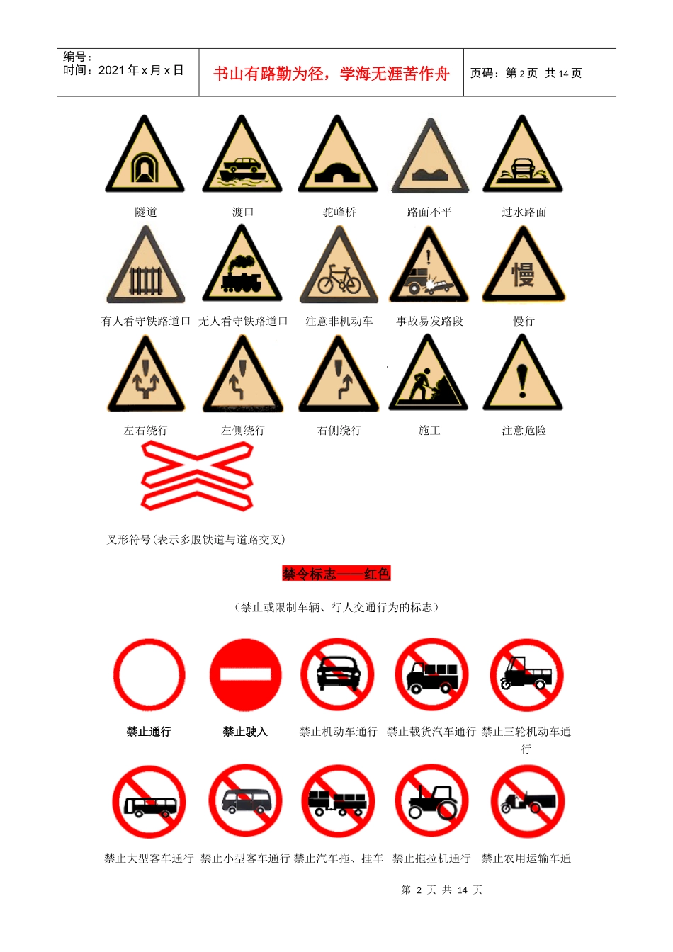 驾照科目一交通标志大全_第2页