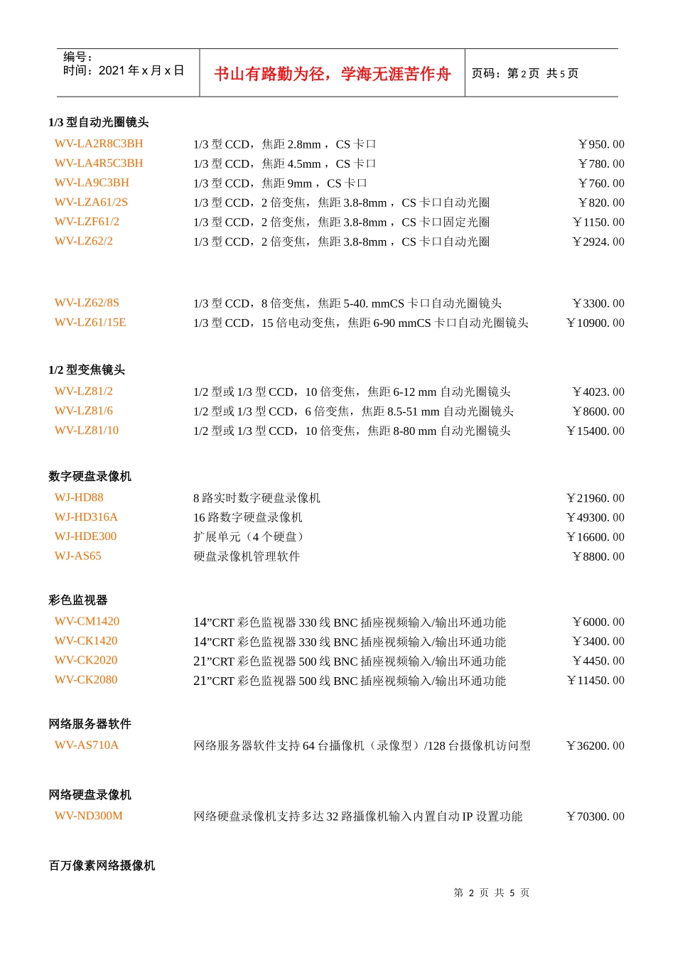松下监控设备-WV-BP330G（332334）_第2页
