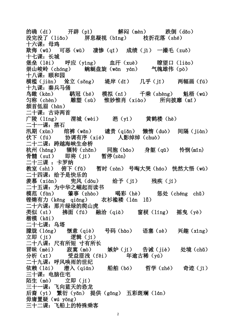 四年级上册语文易错字音_第2页