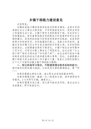 乡镇干部能力建设意见