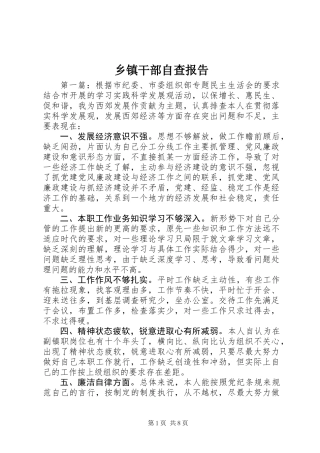 乡镇干部自查报告