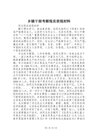乡镇干部考察现实表现材料