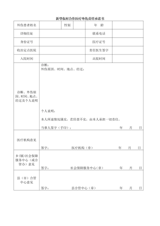 新农合外伤责任承诺书