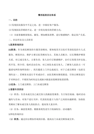 整形美容医院客户回访体系