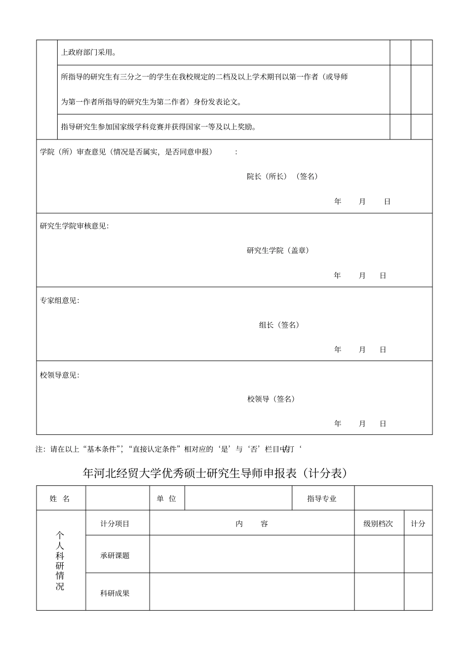 2018年河北经贸大学优秀硕士研究生导师申报表_第2页