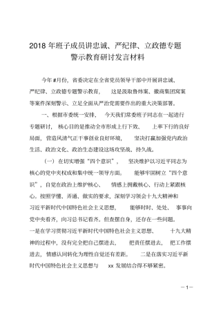 2018年班子成员讲严立对照检查发言材料