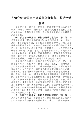 乡镇守纪律强担当提效能促赶超集中整治活动总结