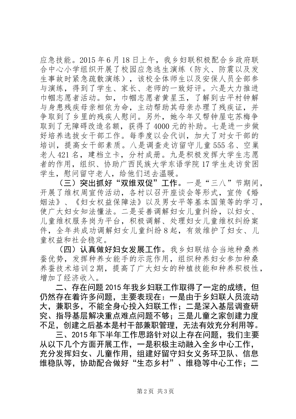 乡镇妇联重点年度工作总结及工作计划_第2页