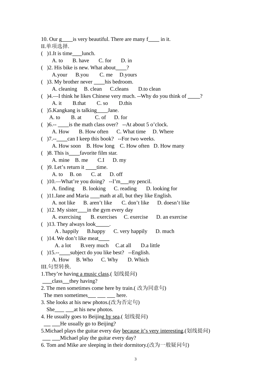 七年级下Unit5,Unit6复习导学（原）_第3页