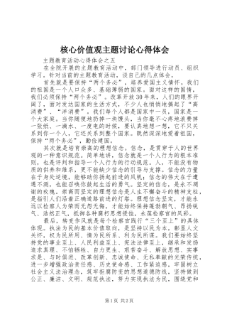 核心价值观主题讨论心得体会 