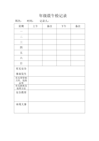 年级晨午检记录