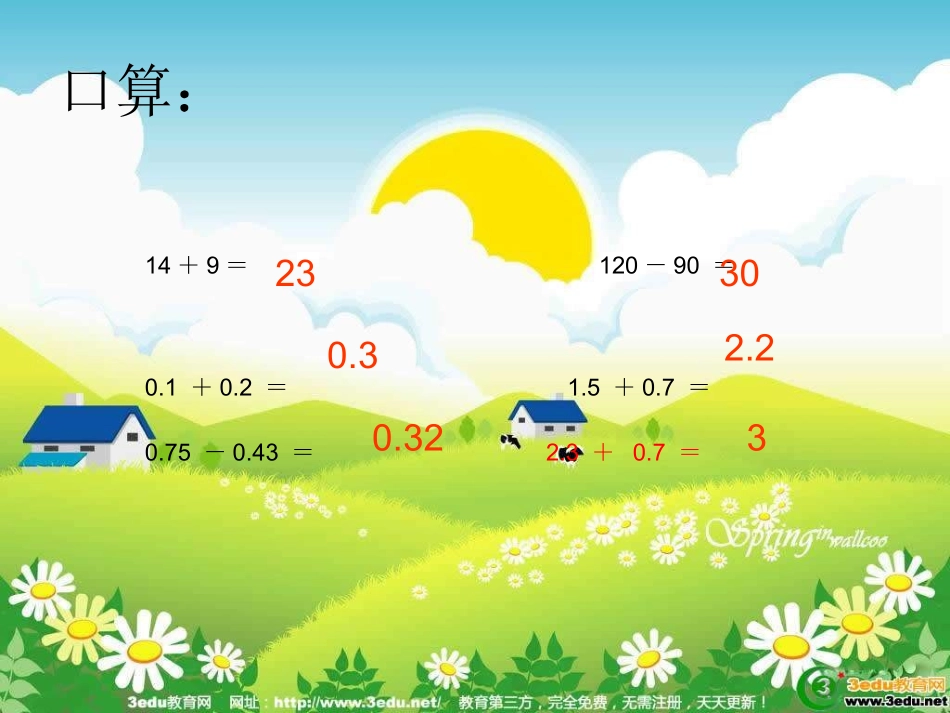 四年级数学小数的加法和减法_第2页