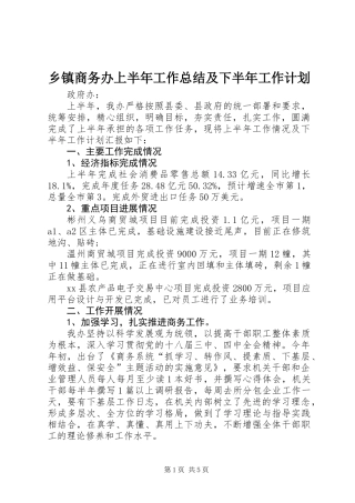 乡镇商务办上半年工作总结及下半年工作计划