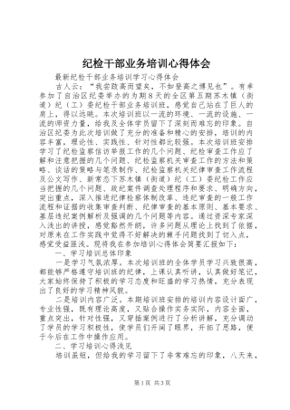 纪检干部业务培训心得体会 