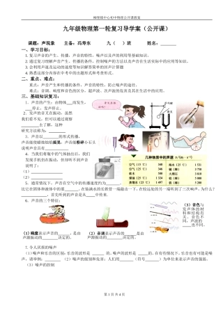 声现象复习教学案(公开课)