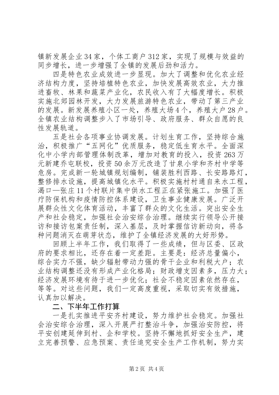 乡镇半年工作总结及下半年工作打算_第2页
