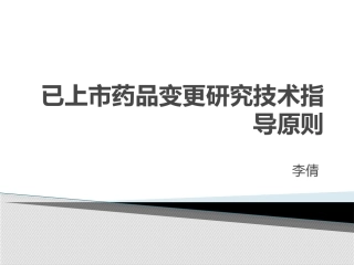 已上市药品变更研究技术指导原则