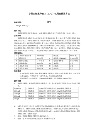 小鼠白细胞介素2IL-2试剂盒使用方法