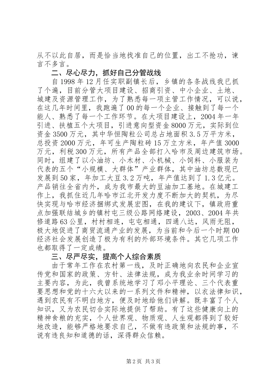 乡镇副镇长个人工作总结 (3)_第2页