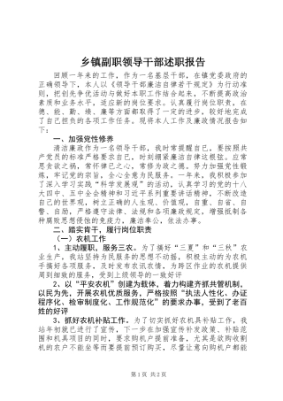 乡镇副职领导干部述职报告