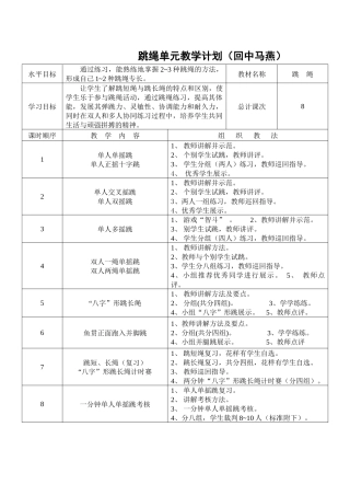 跳绳单元教学计划