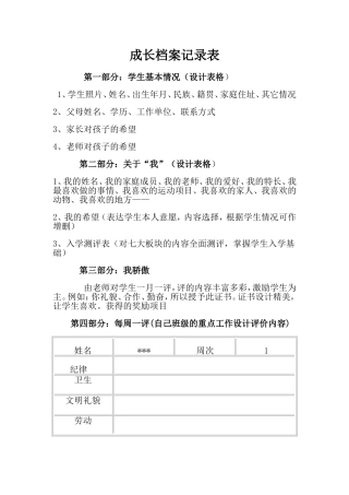 成长档案记录表
