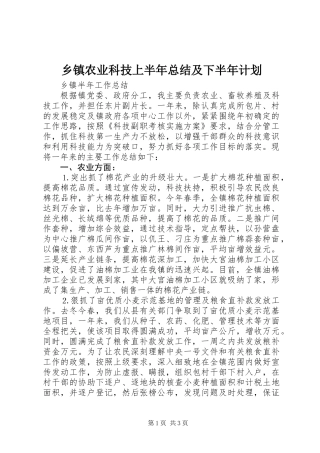 乡镇农业科技上半年总结及下半年计划 (2)