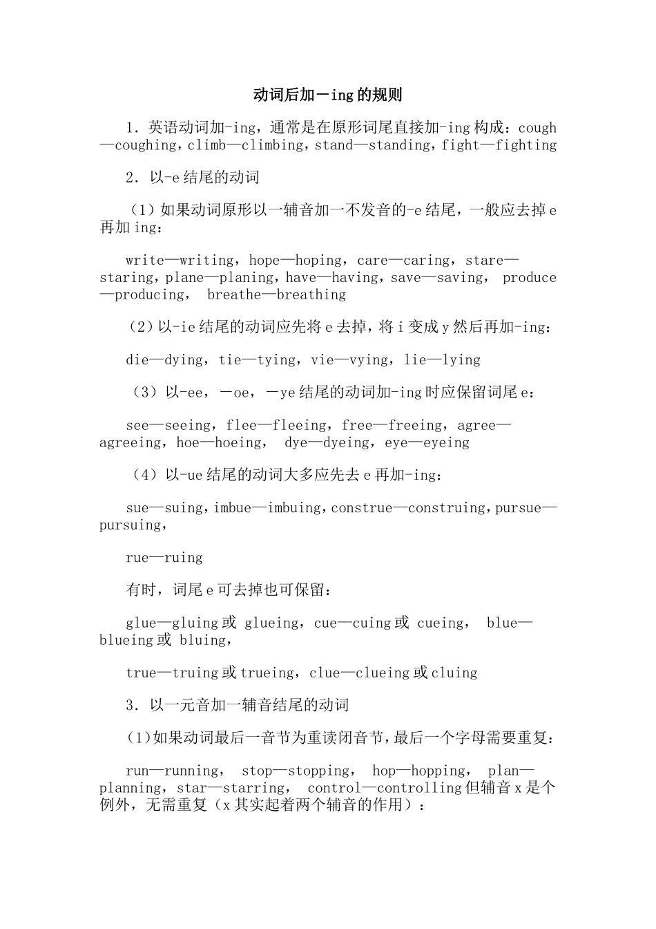 动词后加-ing的规则[1]_第1页