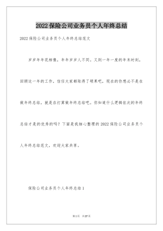 2024保险公司业务员个人年终总结